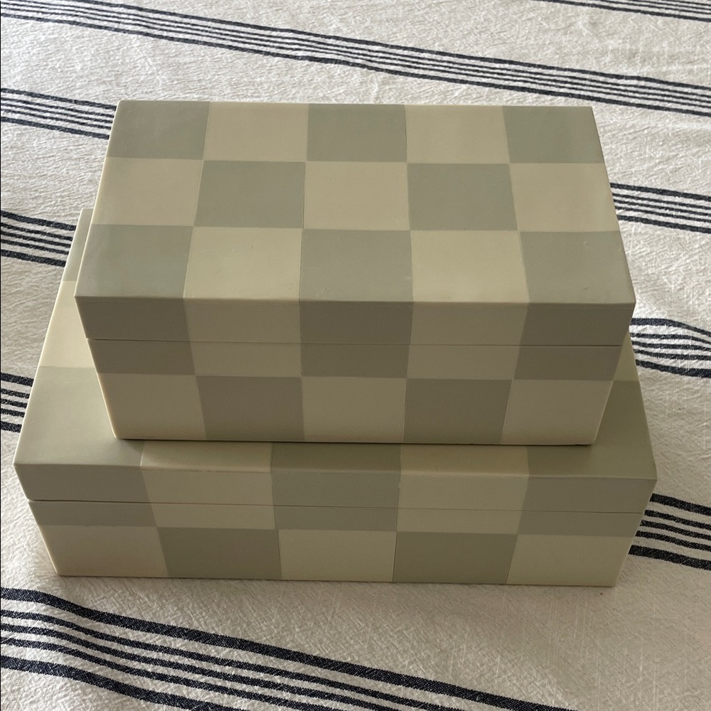 Studio McGee Checkerboard Decorative Boxes in Cream